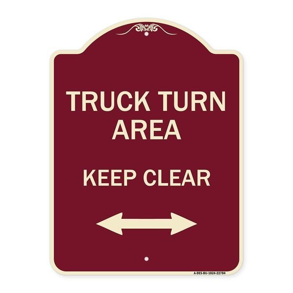 Truck Turn Area Keep Clear W/ Bidirectional Arrow Heavy-Gauge Alum Sign, 24